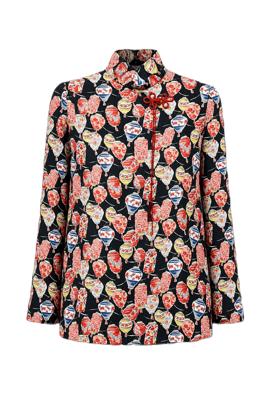 1980s Black Silk Blouse - Front View