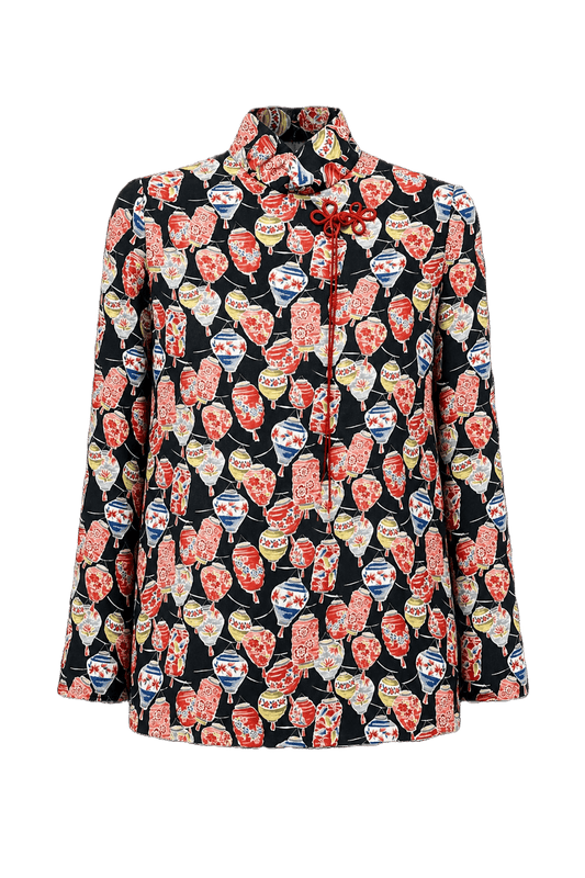 1980s Black Silk Blouse - Front View