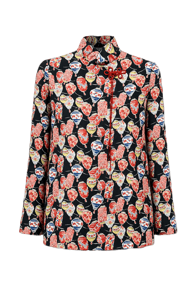1980s Black Silk Blouse - Front View