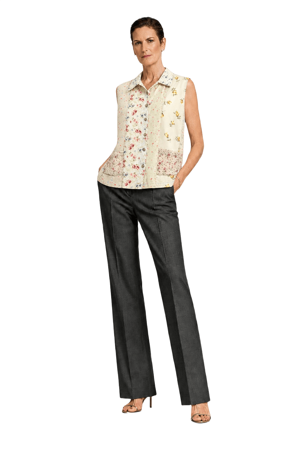 1990s Cream Rayon Vest - Model