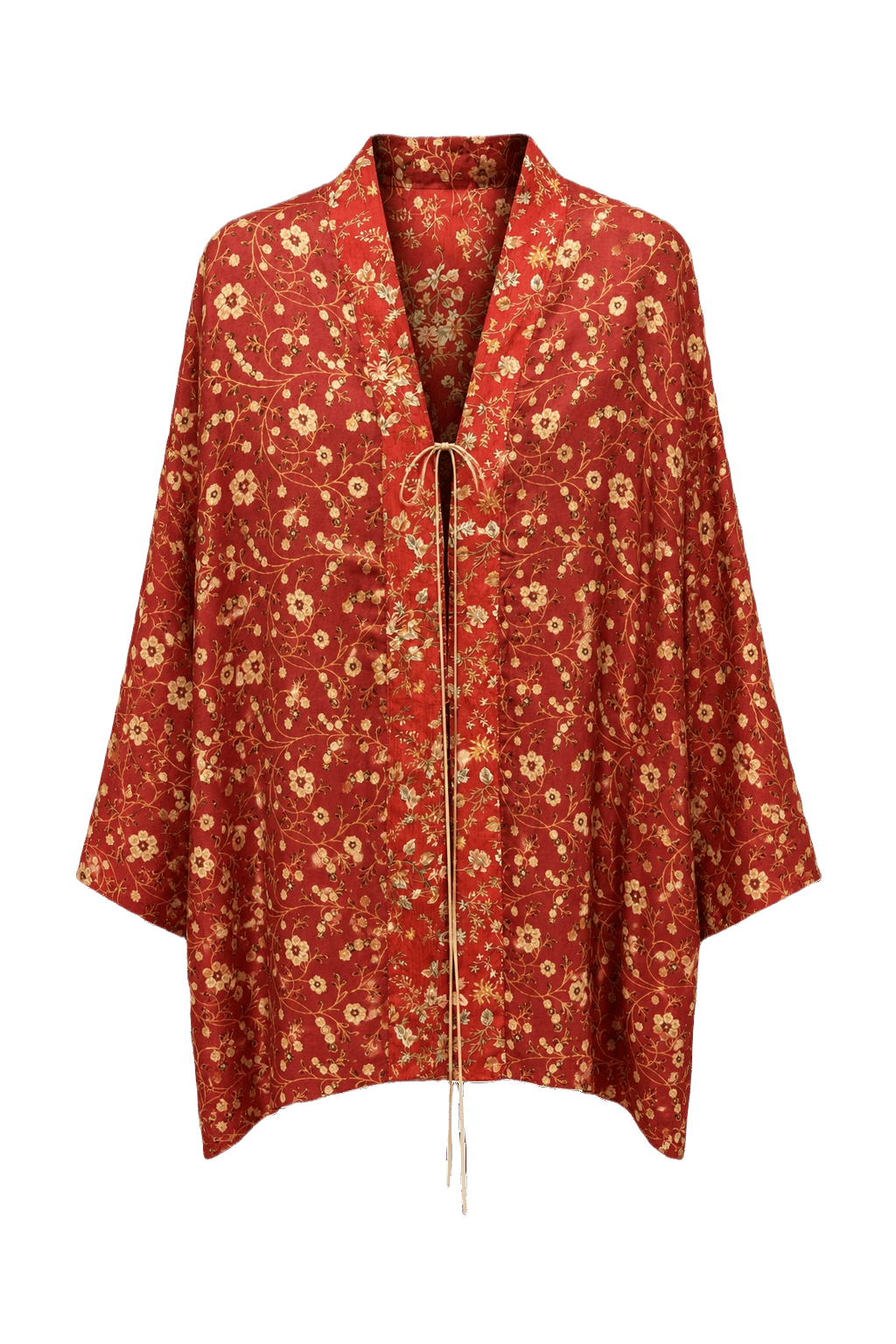 1990s Rust Red Silk Tunic - Front View