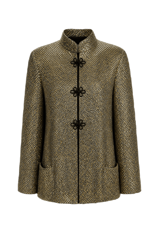 2000s Gold Polyester Jacket - Front View