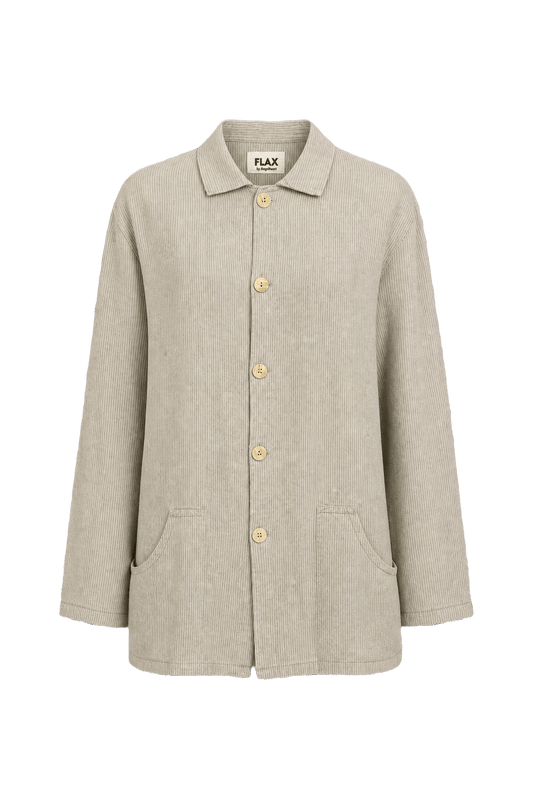 1990s Beige Linen Jacket - Front View