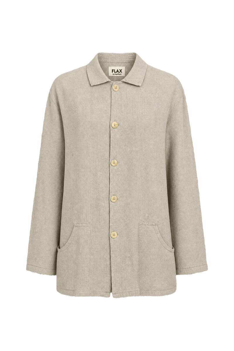 1990s Beige Linen Jacket - Front View