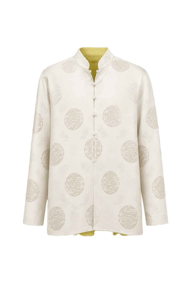 1980s Cream Silk Shirt - Front View