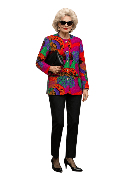 1980s Multicolor Silk Jacket - Model
