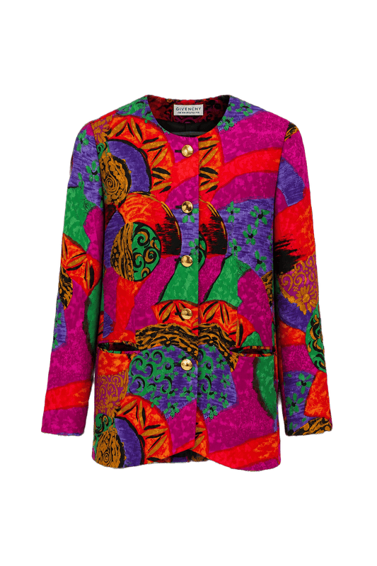 1980s Multicolor Silk Jacket - Front View