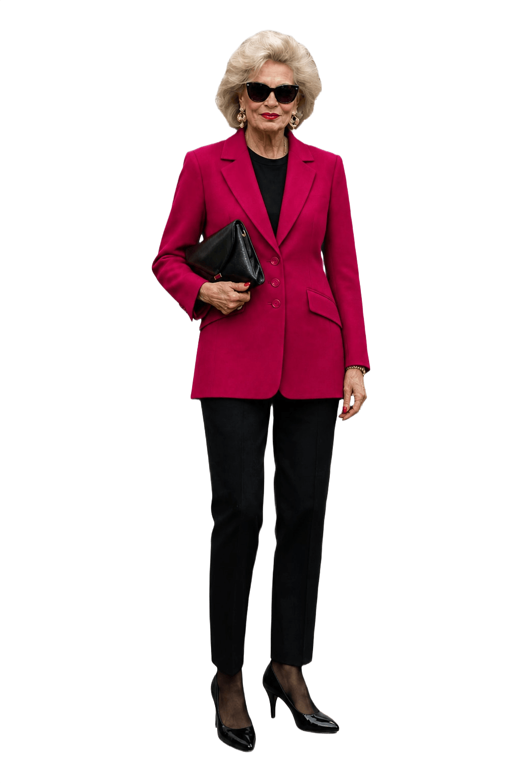1980s Fuchsia Wool Blazer - Model
