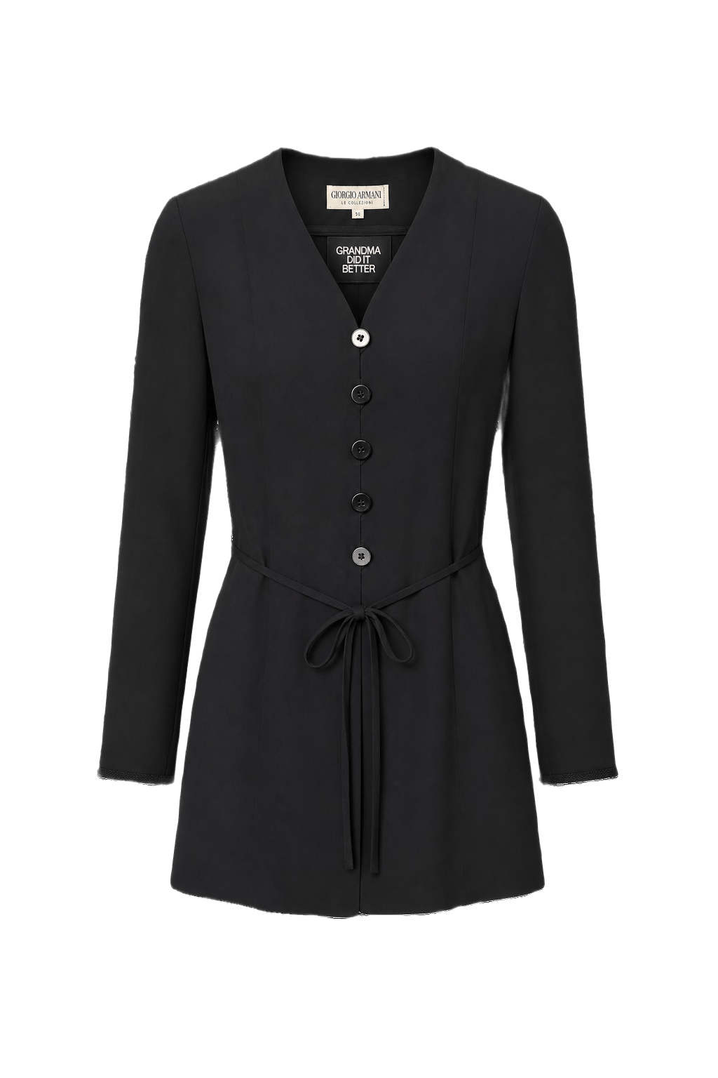 1990s Black Rayon Blouse - Front View