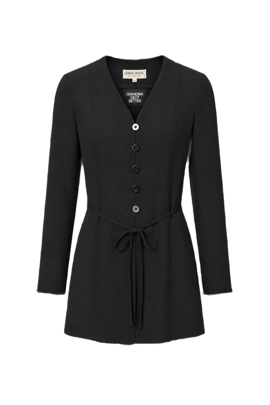 1990s Black Rayon Blouse - Front View