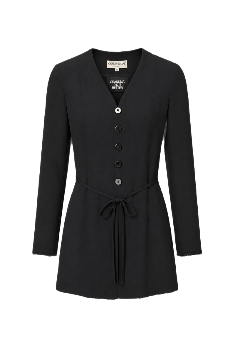 1990s Black Rayon Blouse - Front View