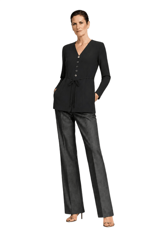1990s Black Rayon Blouse - Model