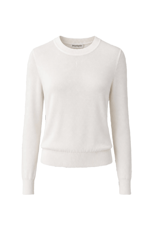 1980s Ivory Silk Blend Sweater - Front View