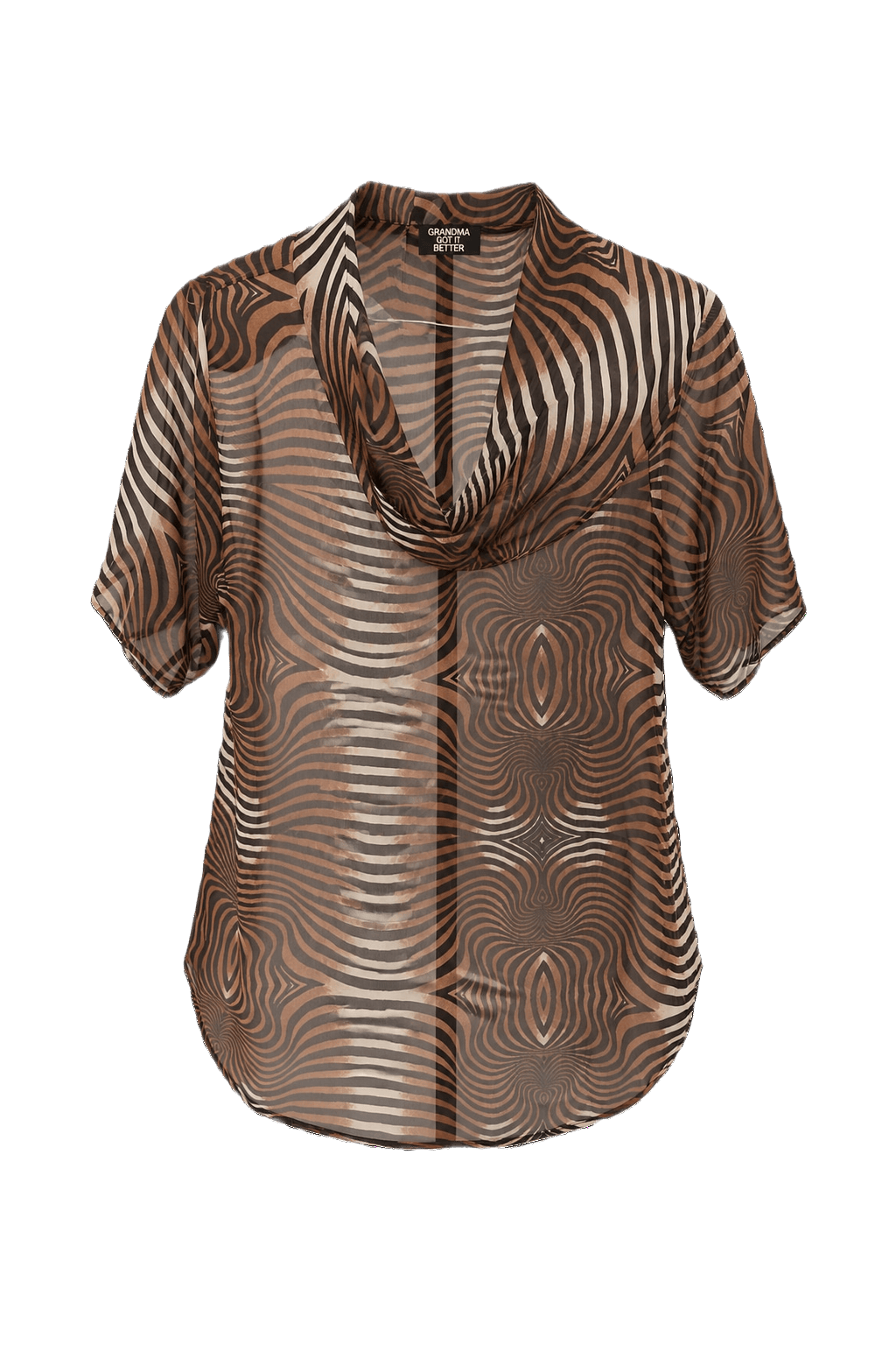 1990s Orange Polyester Blouse - Front View