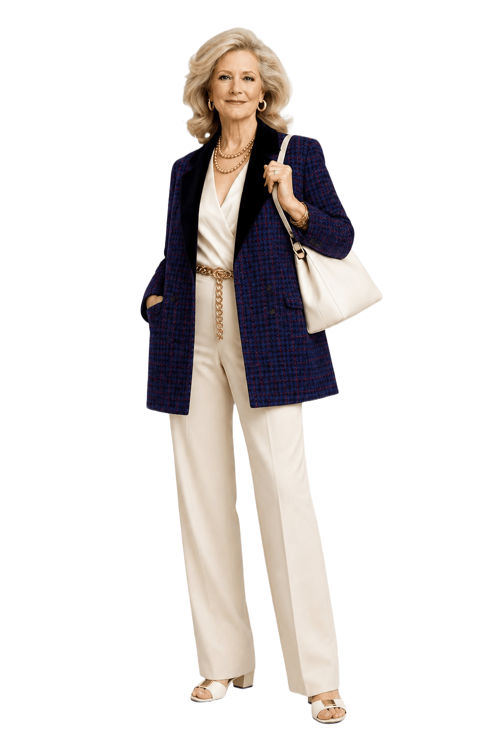 1970s Blue Wool Blazer - Model