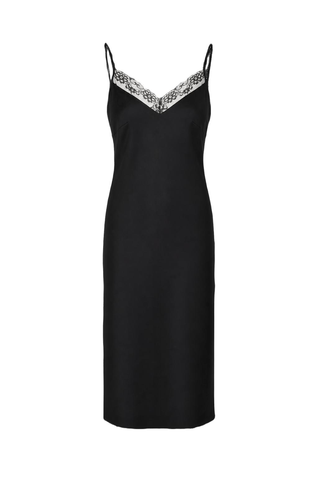 1990s Black Satin Slip Dress - Front View