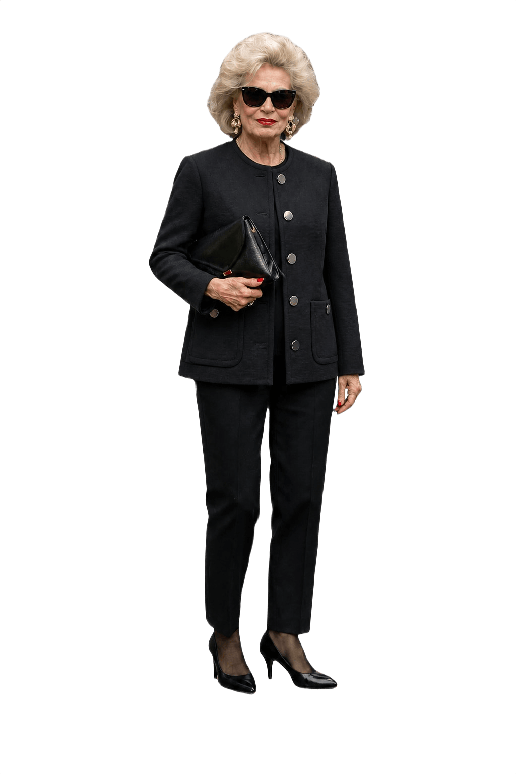 1980s Black Wool Blend Jacket - Model
