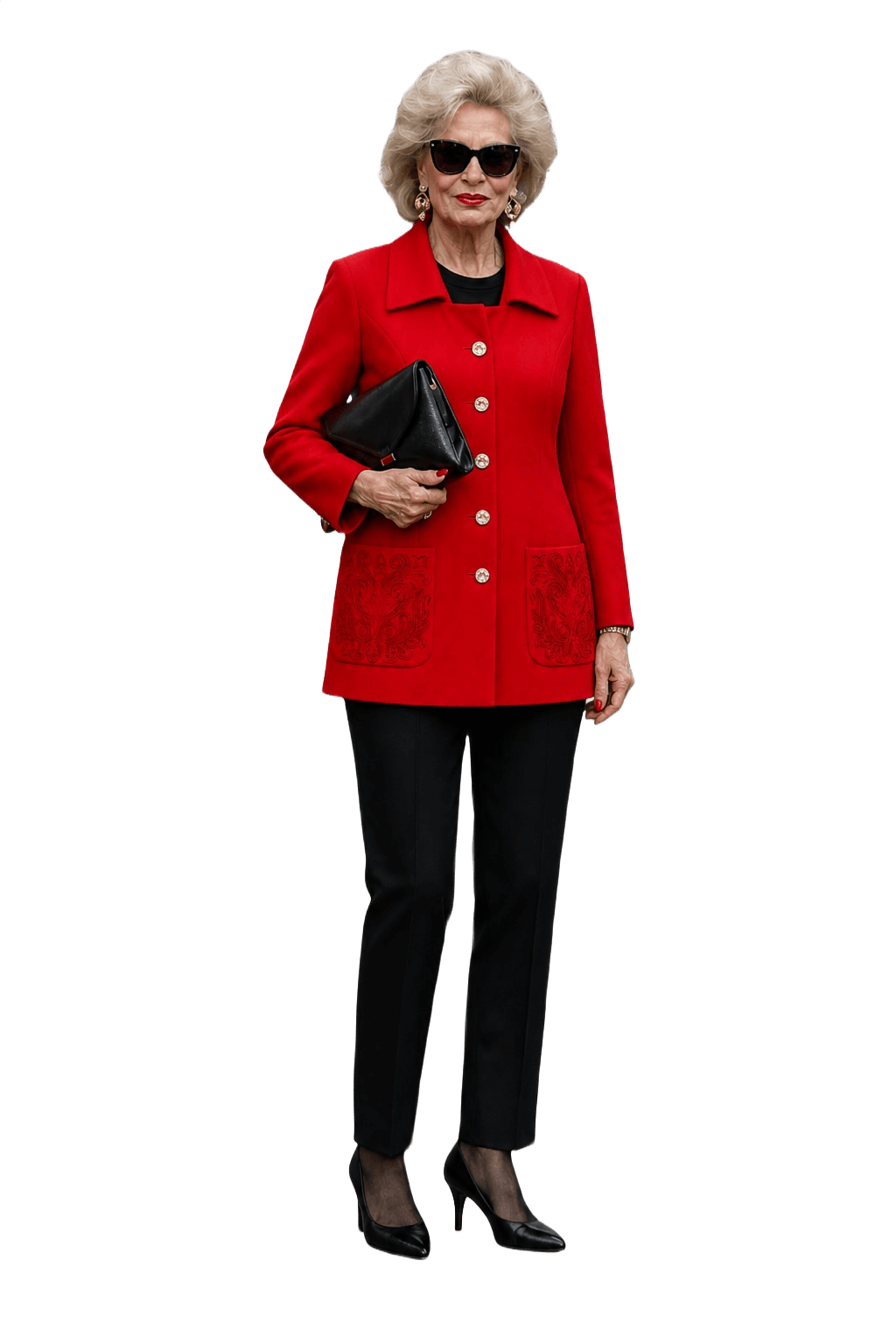 1980s Red Polyester Blazer - Model