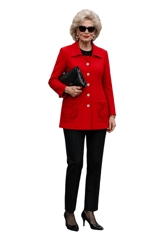 1980s Red Polyester Blazer - Model
