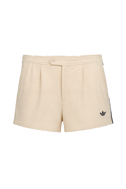 1980s Pale Beige Cotton Blend Shorts - Front View
