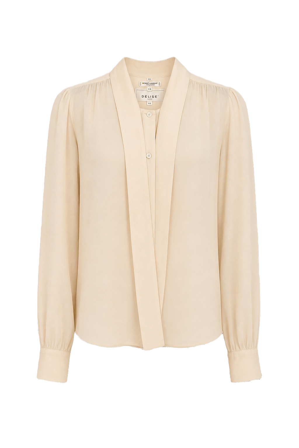 1980s Cream Rayon Blouse - Front View