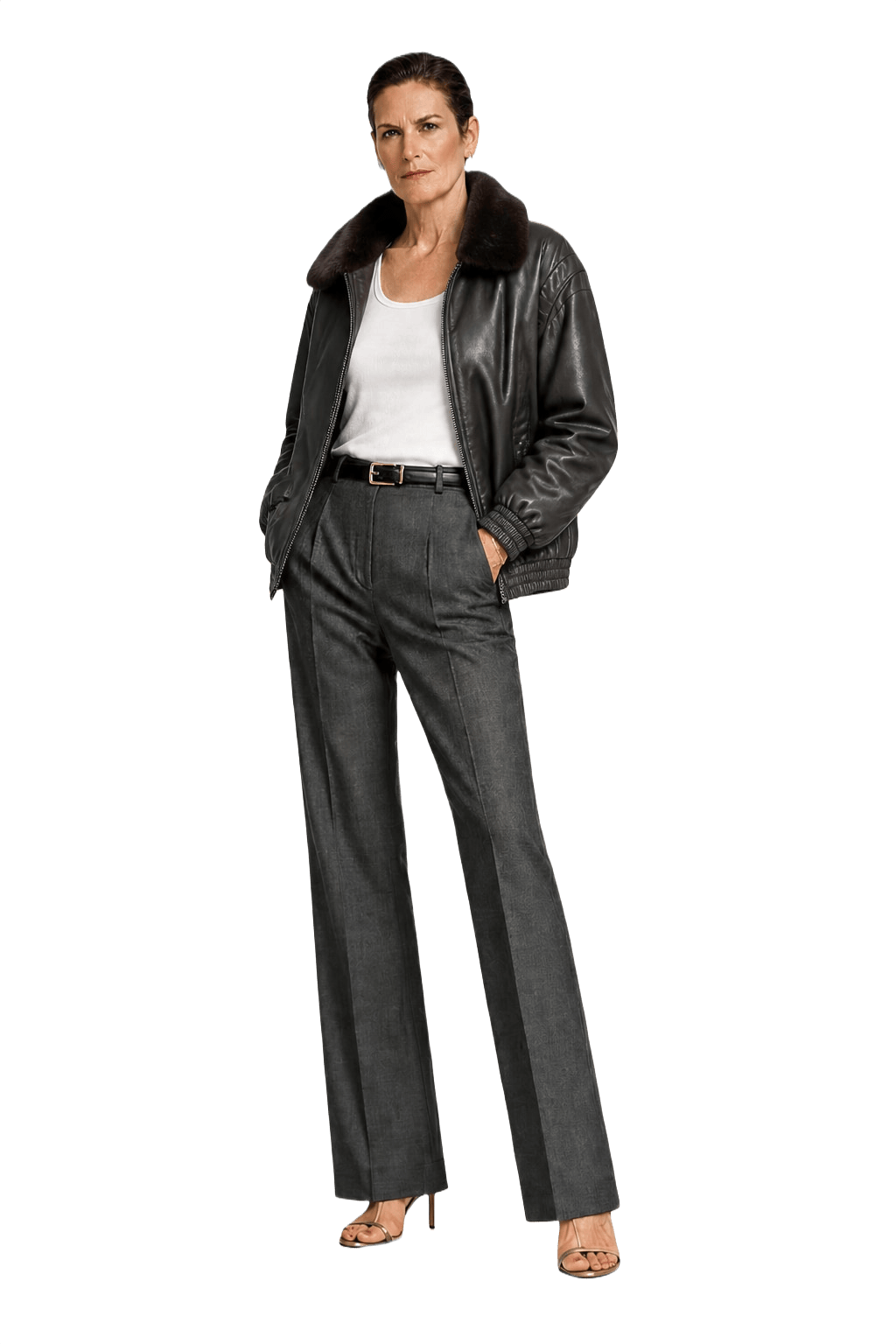 1990s Dark Brown Leather Jacket - Model