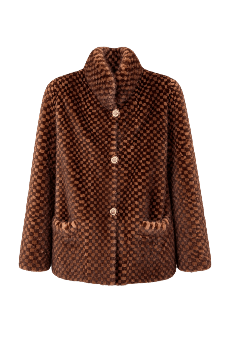 1980s Brown Fur Jacket - Front View
