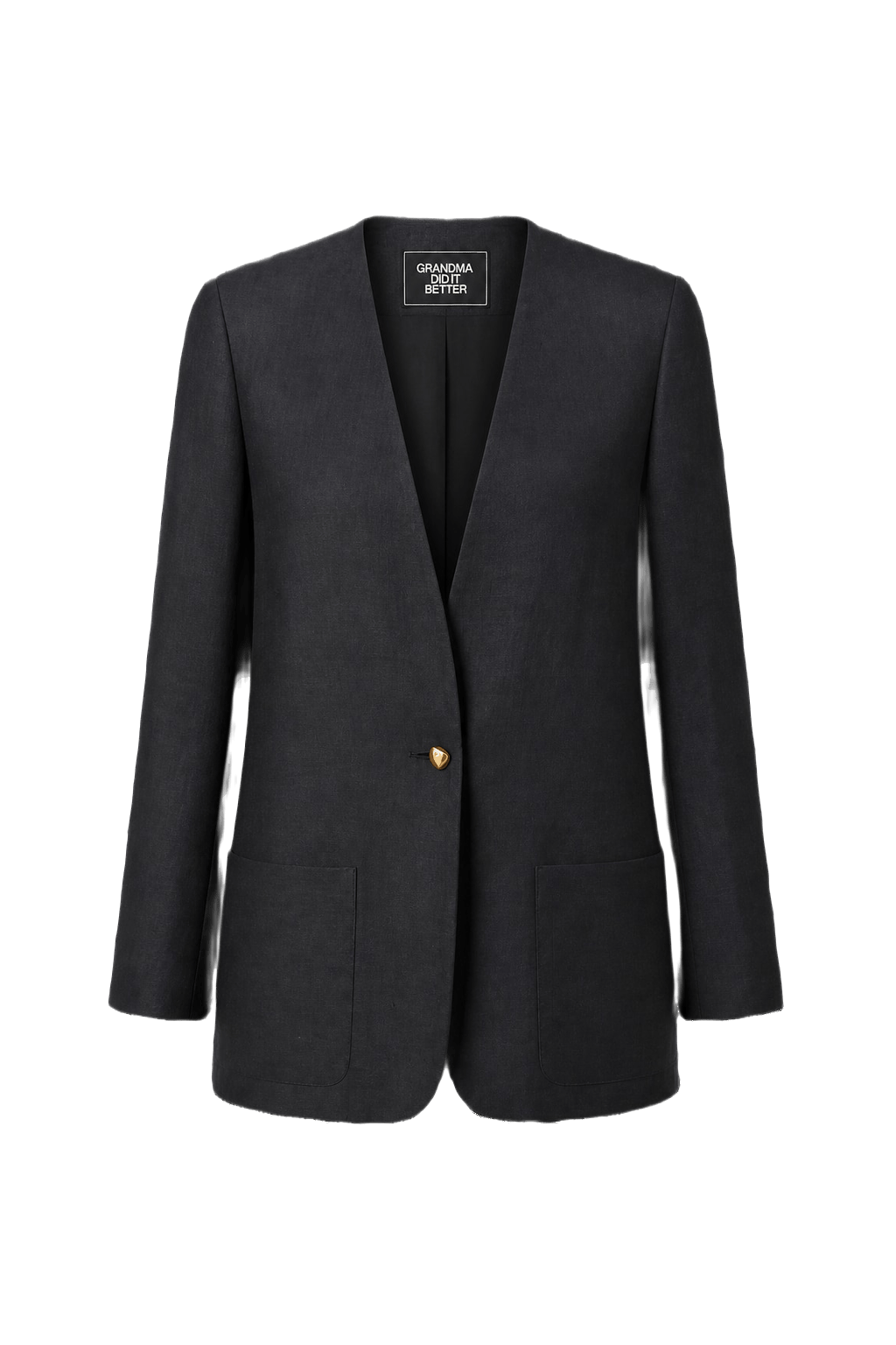 1980s Black Silk Blend Blazer - Front View