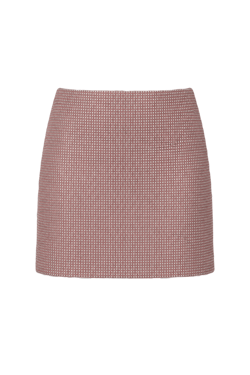 1990s Dusty Rose Pink Polyester Blend Skirt - Front View