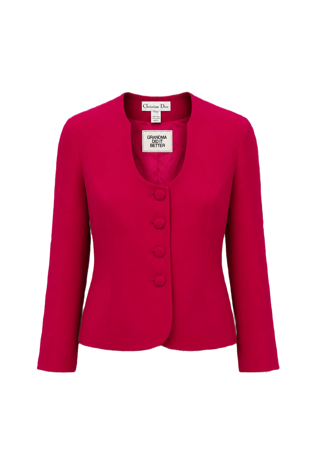 1980s Bright Pink Wool Jacket - Front View