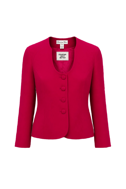 1980s Bright Pink Wool Jacket - Front View