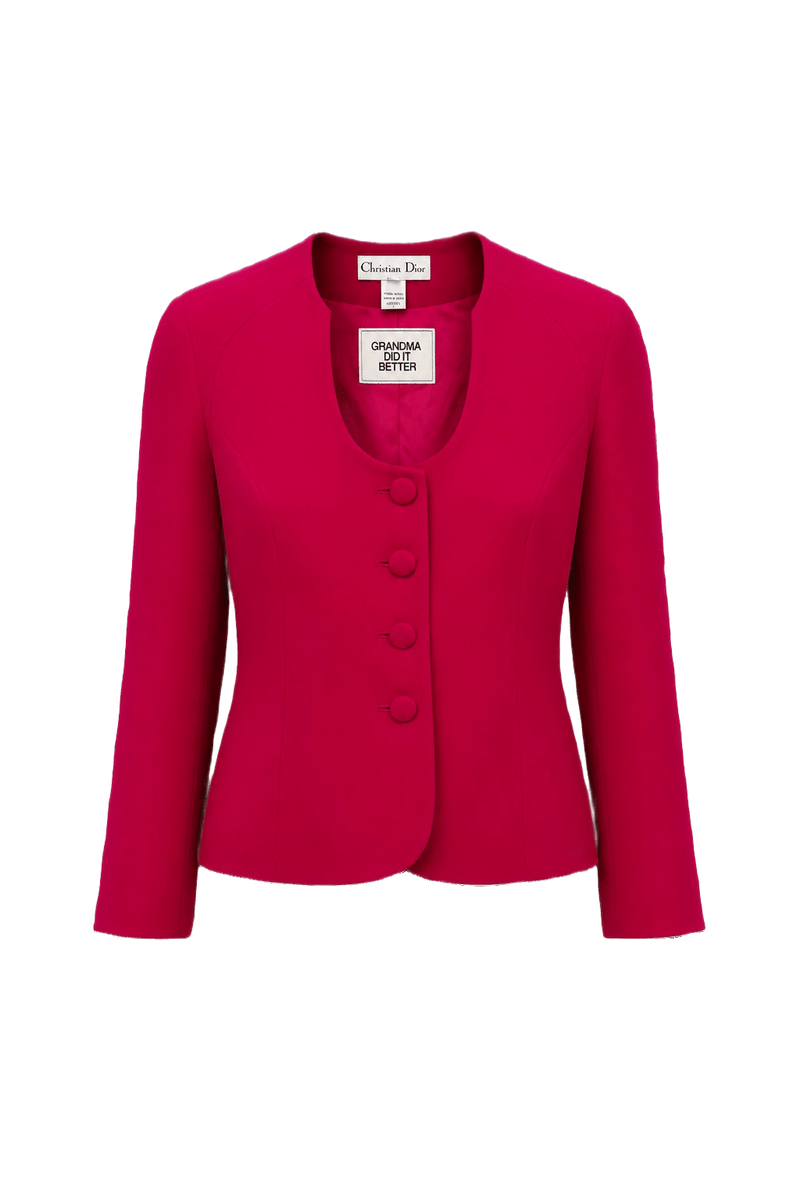 1980s Bright Pink Wool Jacket - Front View