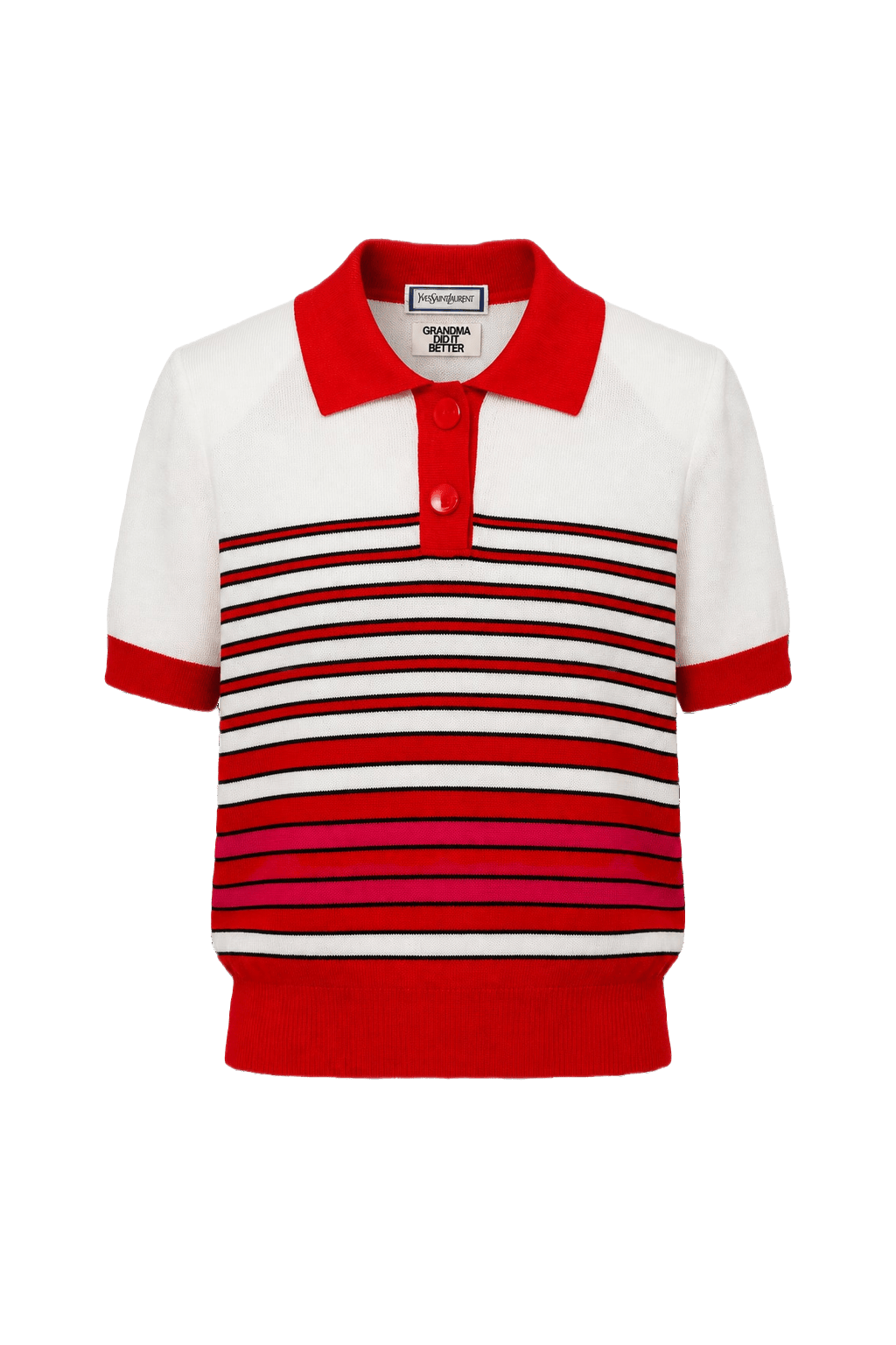 1980s Red Cotton Blend Polo - Front View