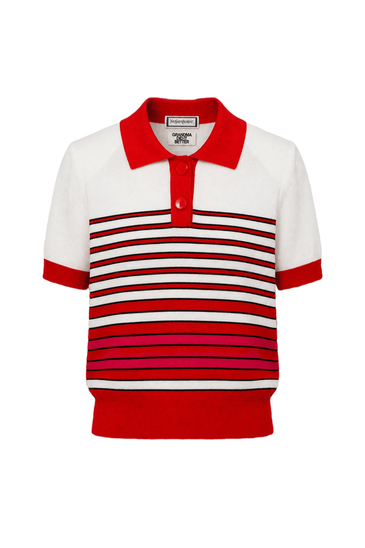 1980s Red Cotton Blend Polo - Front View