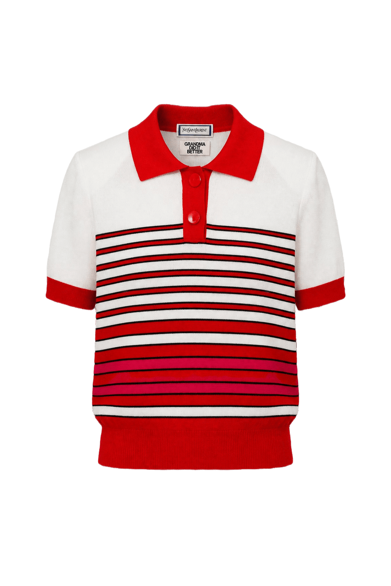 1980s Red Cotton Blend Polo - Front View