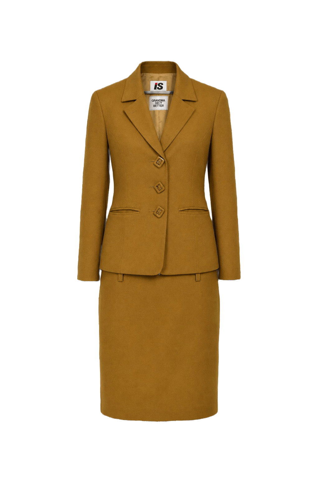 1980s Mustard Wool Blend Skirt Suit - Front View