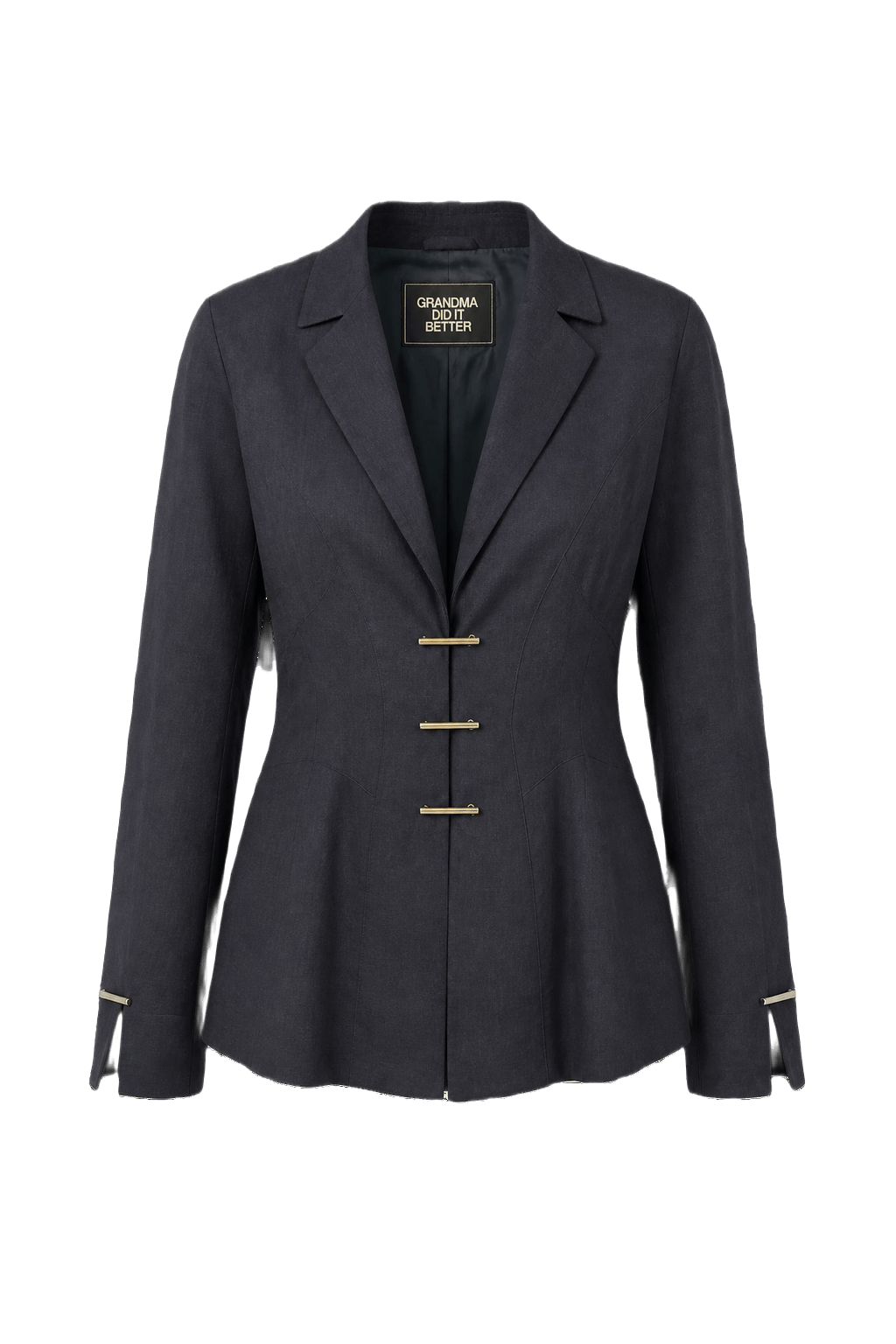 1990s Dark Blue Linen Blend Jacket - Front View