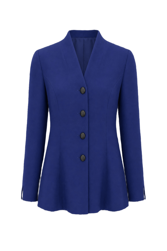 1980s Midnight Blue Silk Blend Blazer - Front View