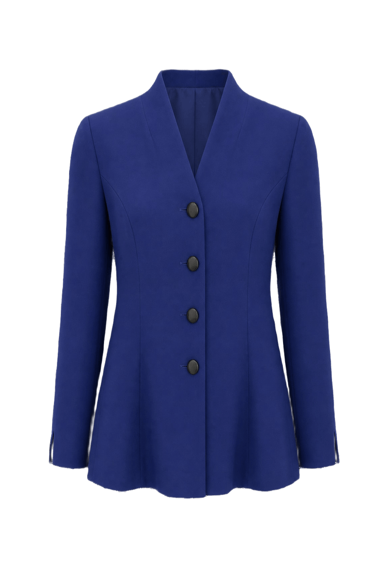 1980s Midnight Blue Silk Blend Blazer - Front View