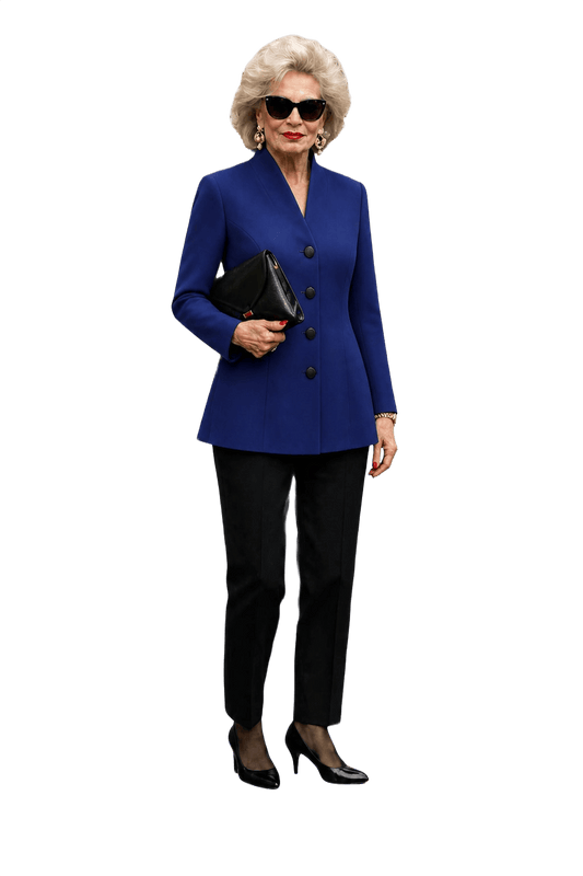 1980s Midnight Blue Silk Blend Blazer - Model