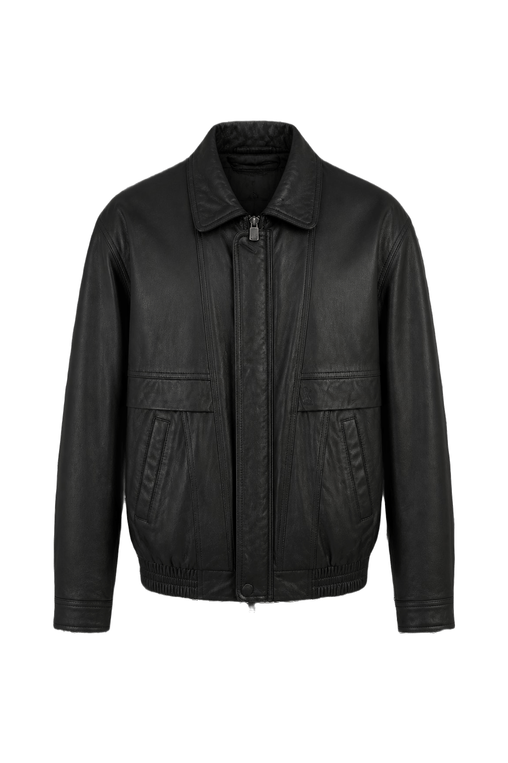 1980s Black Leather Leather Jacket - Front View