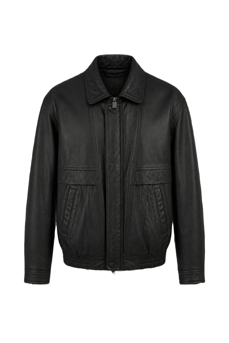 1980s Black Leather Leather Jacket - Front View