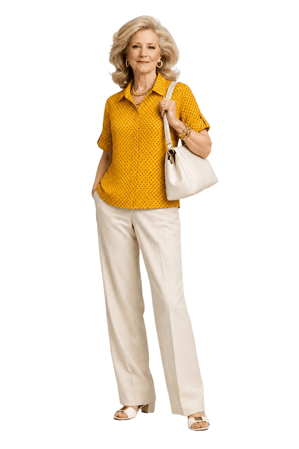 1990s Yellow Cotton Blend Blouse - Model