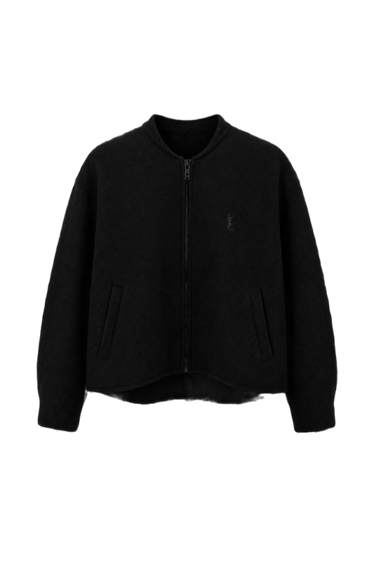 1990s Black Wool Blend Jacket - Front View