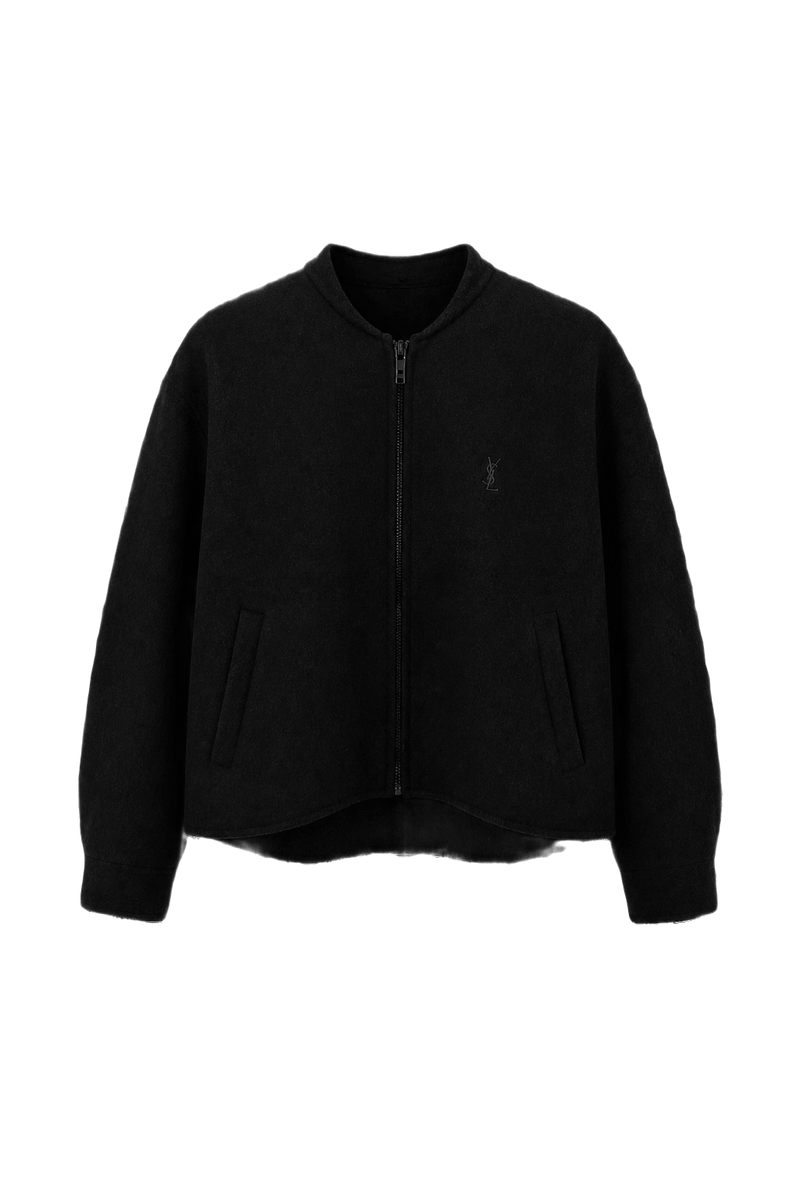 1990s Black Wool Blend Jacket - Front View
