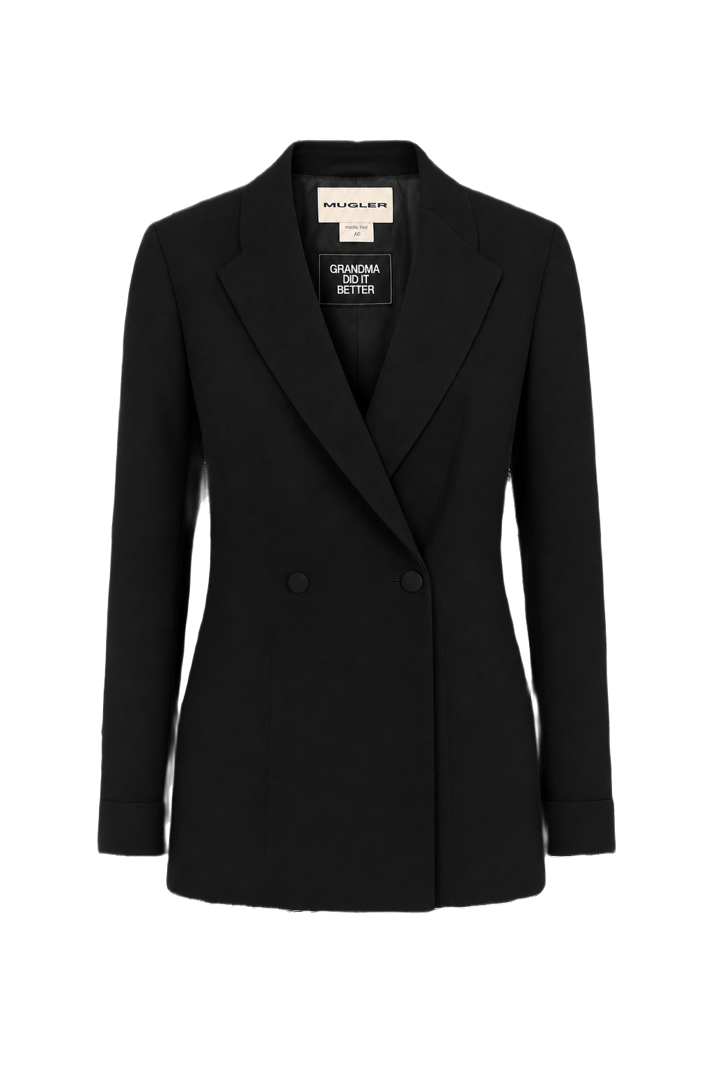 1990s Black Wool Blend Blazer - Front View