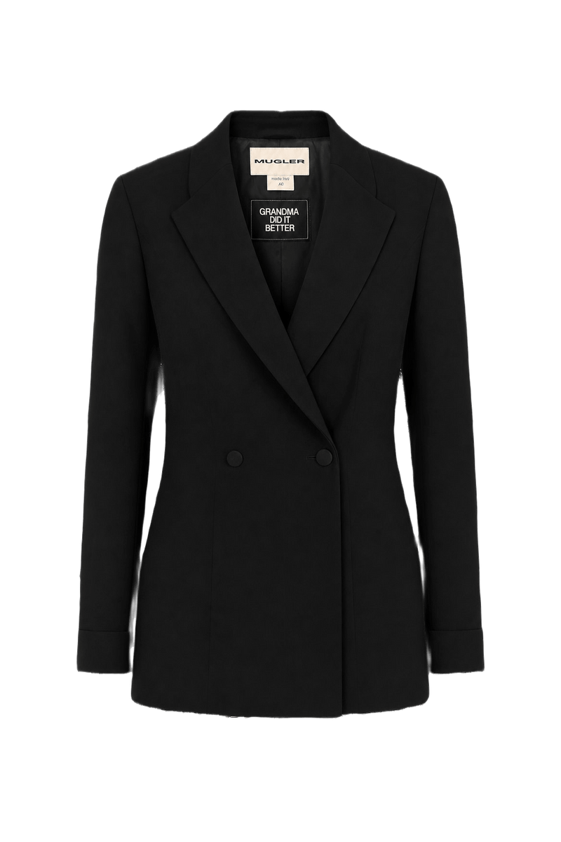 1990s Black Wool Blend Blazer - Front View