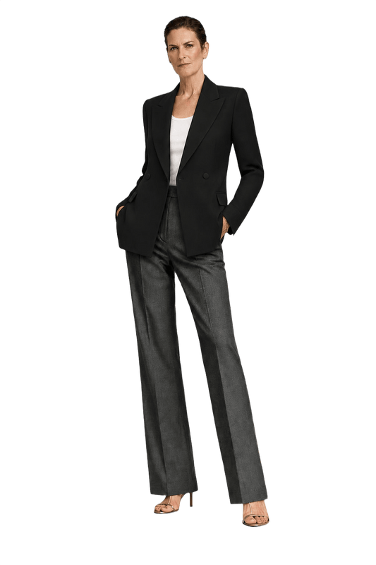 1990s Black Wool Blend Blazer - Model