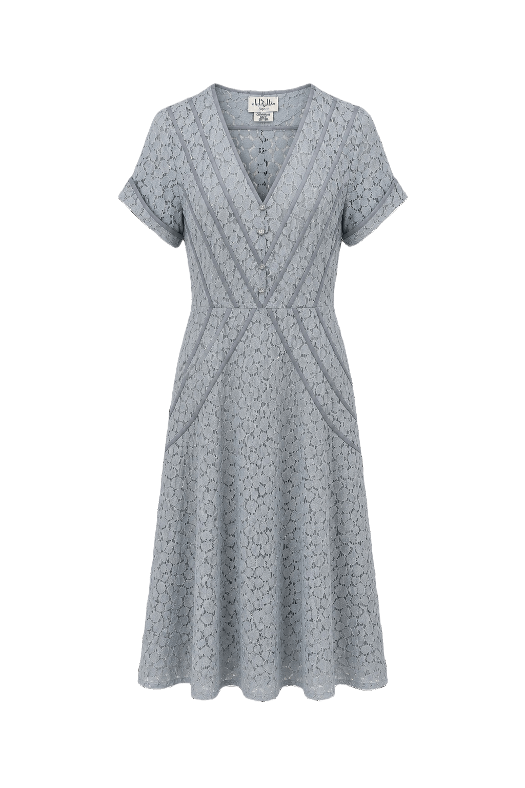 1930s Light Blue Lace Dress - Front View