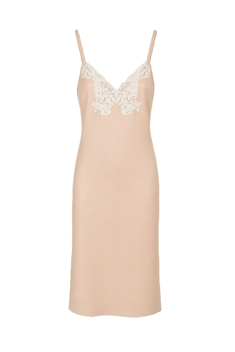 1990s Pale Pink Silk Slip Dress - Front View